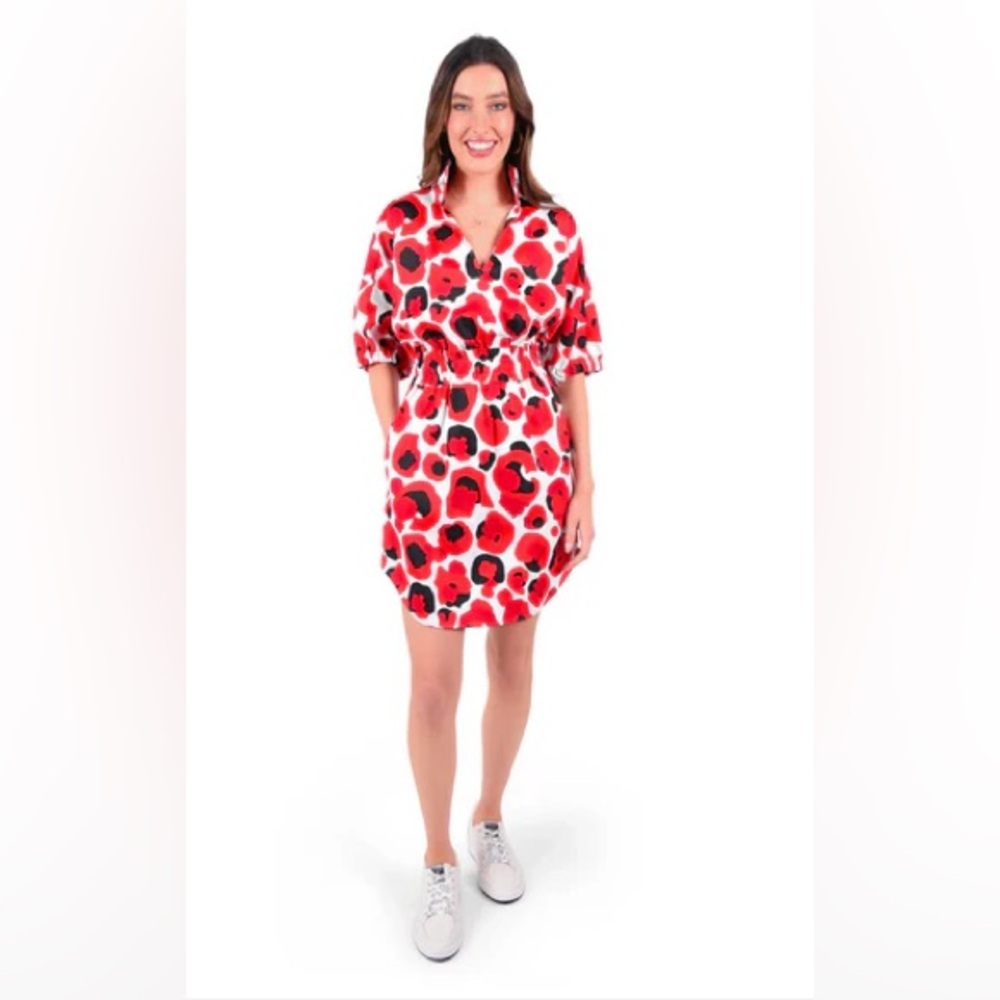 Emily McCarthy Red Cheetah Palmer Dress